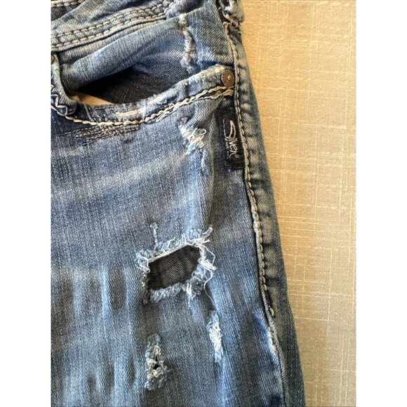 Silver Jeans SUKI Slim Boot Built Free Distressed Flap Pocket 32x33 (fits 32x32) - Picture 12 of 15